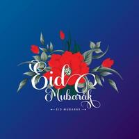 eid mubarak groeten bloemenkaart vector