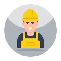 avatar met helm, icoon van arbeid vector