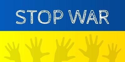 vectorillustratie van stop de oorlog Oekraïne Rusland in blauwe en gele kleur vector