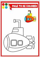 kleurboek voor kinderen. onderzeeër vector
