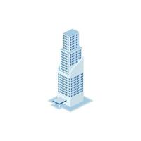 futuristisch industrieel gebouw - toren, appartement, stedelijke constructies, stadslandschap - 3d isometrisch gebouw geïsoleerd op wit vector