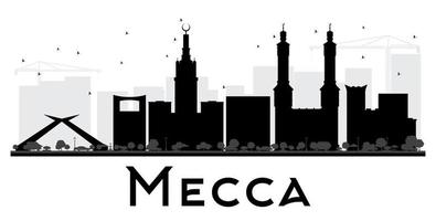 mekka stad skyline zwart-wit silhouet. vector