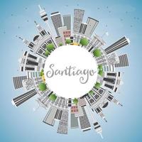 santiago chili skyline met grijze gebouwen, blauwe lucht en kopieer ruimte. vector