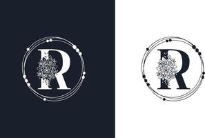 letter r minimalistische bloemen logo ontwerpsjabloon vector