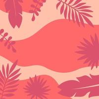 abstracte zomer perzik frame, tropische bladeren ontwerpsjabloon voor covers, print en sociale media. vector