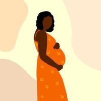 vectorillustratie van zwangere Afrikaanse zwarte huid vrouw. silhouet van een zwangere vrouw vector