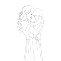 mama en baby. moeder houdt haar zoon in haar armen. schetsen. vectorillustratie geïsoleerd op een witte achtergrond vector