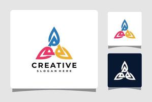 abstracte driehoek kleurrijke logo sjabloon met visitekaartje ontwerp inspiratie vector