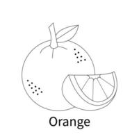 gemakkelijk fruit kleurplaten voor kinderen en peuter oranje vector