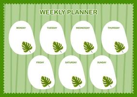 dag- en weekplanner met monstera vector