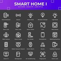 smart home icon pack met lijnstijl vector