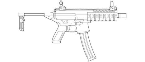 vuurwapens lijn kunststijl, schieten pistool, wapen illustratie, vector lijn, pistool illustratie, modern pistool, militair concept, pistool lijntekeningen voor opleiding