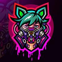 cyberpunk hoofd mascotte. esport-logo ontwerp vector