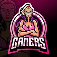 gamer mascotte. e sport logo-ontwerp vector