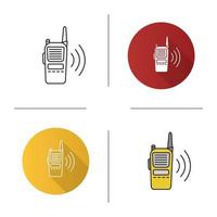 walkie talkie icoon. politie-radio. plat ontwerp, lineaire en kleurstijlen. geïsoleerde vectorillustraties vector