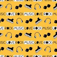doodle liefde rock muziek naadloze patroon achtergrond met punk rock muzikaal concept vector