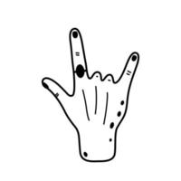 doodle rockmuziek gebaar hand vector