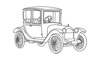 antieke oude vintage auto lijntekeningen schets illustratie vector