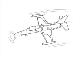 vliegtuig tekening lijn kunst vectorillustratie voor coloring boek. cartoon vliegtuig tekening voor kleurboek voor kinderen en kinderen. schets kunst tekening voor kleurboek. straaljager en helikopter. vector