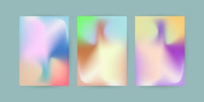 groep van drie kleurrijk pastel abstract krommeontwerp in gradiënttemplae, met zacht blauw, roze, groen, paars kleurenontwerp, vector en illustratieafbeelding