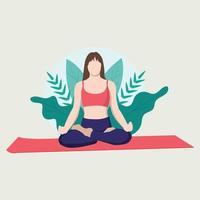 yoga vlakke afbeelding in lotushouding vector