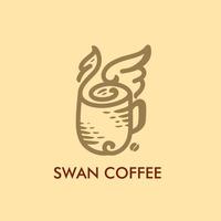 zwaan met koffiekopje logo ontwerp vector