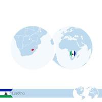 lesotho op wereldbol met vlag en regionale kaart van lesotho. vector