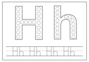 Engels alfabet leren voor kinderen. letter h. letters traceren. vector