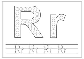 Engels alfabet leren voor kinderen. letter r. letters traceren. vector