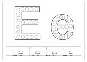 Engels alfabet leren voor kinderen. letter e. letters traceren. vector