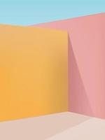 vector levendige pastel geometrische studio opname hoek achtergrond, roze, geel en beige