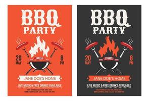 barbecuefeest flyer-sjabloon, bbq-flyer vector