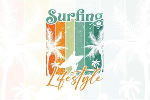 grafisch t-shirtontwerp voor surflevensstijl vector