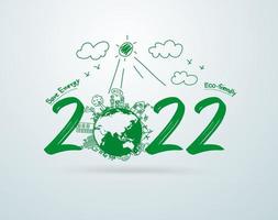 gelukkig nieuwjaar 2022 creatieve tekening milieu milieuvriendelijk, vector illustratie lay-out sjabloonontwerp
