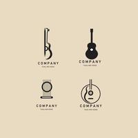 set gitaar vintage logo, pictogram en symbool, met embleem vector illustratie ontwerp