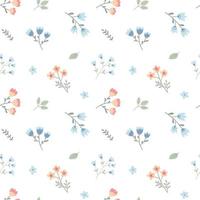 naadloze patroon met kinderachtig bloemen op witte achtergrond. schattige vectorillustratie met bloemenelementen, voor ontwerp, stof en textiel. vector