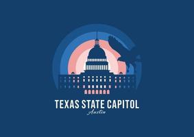 Texas State Capitol Building logo. wereld grootste architectuur illustratie. moderne maanlicht symbool vector. eps 10 vector