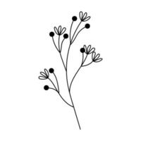 illustratie van een bloem, silhouet van een takje met bloemen en bladeren. vectorillustratie. bloemenprint vector