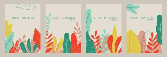 abstracte natuur achtergrond met bladeren en planten. kopieer ruimte voor tekst. vector illustratie