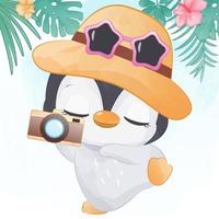 schattige zomer pinguïn illustratie vector
