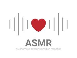 autonome sensorische meridiaanrespons, asmr-logo of pictogram. hartvorm en geluidsgolven als symbool van genieten van geluiden, gefluister of muziek. vector illustratie platte lijnstijl