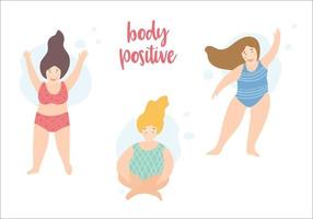 lichaam positieve vrouwen op het strand vector