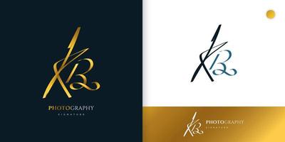 kb eerste handtekening logo-ontwerp met elegante en minimalistische gouden handschriftstijl. eerste k en b logo-ontwerp voor bruiloft, mode, sieraden, boetiek en zakelijke merkidentiteit vector