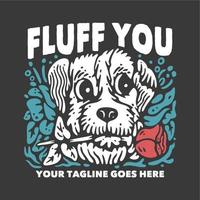 t-shirtontwerp pluis je met hond met roze bloem en grijze achtergrond vintage illustratie vector