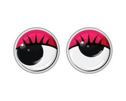 speelgoed plastic ogen met wimpers en rode oogleden op een witte geïsoleerde achtergrond. vector cartoon illustratie