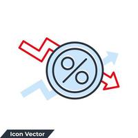 verminderen pictogram logo vectorillustratie. procent omlaag symboolsjabloon voor grafische en webdesigncollectie vector