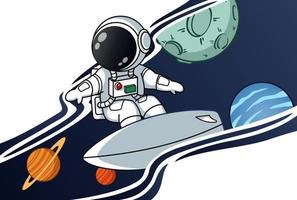 astronaut surfen in de ruimte vector