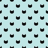 katten hoofden naadloos patroon. blauwe en zwarte grafische achtergrond. vector