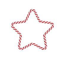 kerst candy cane star frame met rood en wit gestreept. xmas grens met gestreepte snoep lolly patroon. lege kerst- en nieuwjaarssjabloon. vectorillustratie geïsoleerd op een witte achtergrond vector