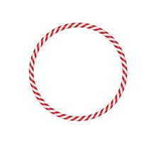 kerst candy cane cirkelframe met rood en wit gestreept. xmas grens met gestreepte snoep lolly patroon. lege kerst- en nieuwjaarssjabloon. vectorillustratie geïsoleerd op een witte achtergrond vector